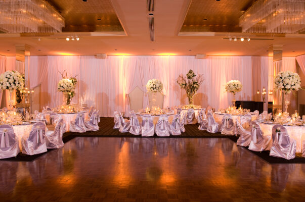 Gold Lighting Rental at Wedding Reception