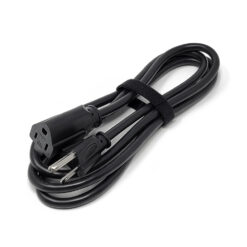5 foot black extension cord wrapped in velcro strap