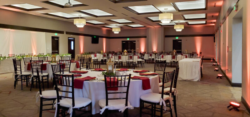 Amber Uplighting in Indiana reception venue