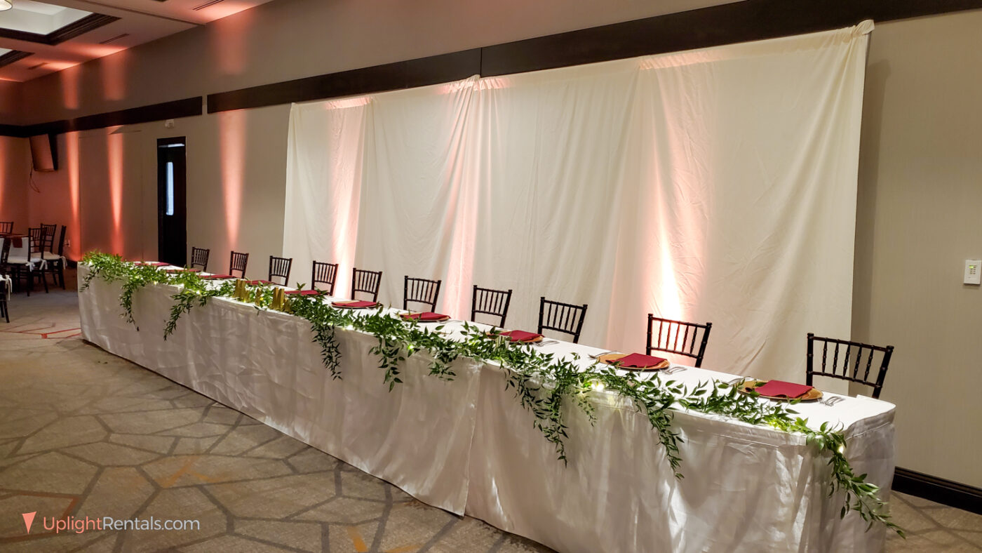 Head Table Uplighting Lights Greenery